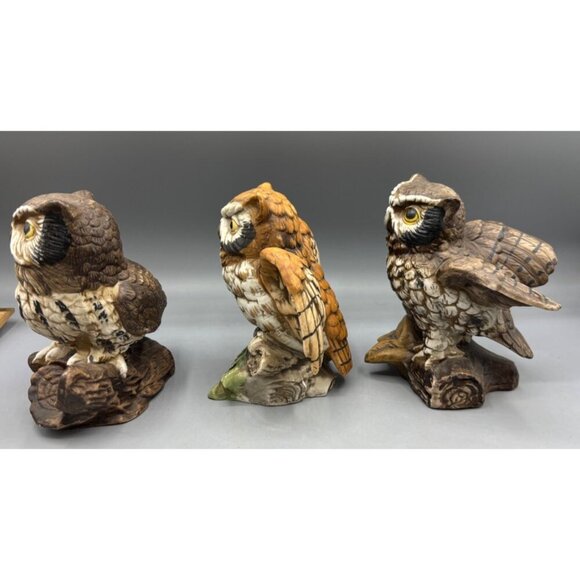 Set Of 3 Vintage Homco Ceramic Owl Figurines Retro Decor - Picture 5 of 8